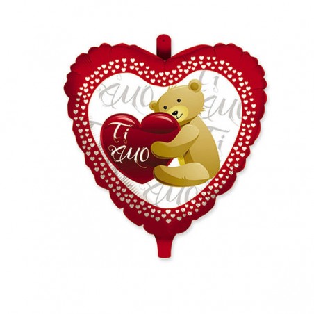 PALLONE MYLAR 45cm CUORE ORSACCHIOTTO SWEET TI AMO