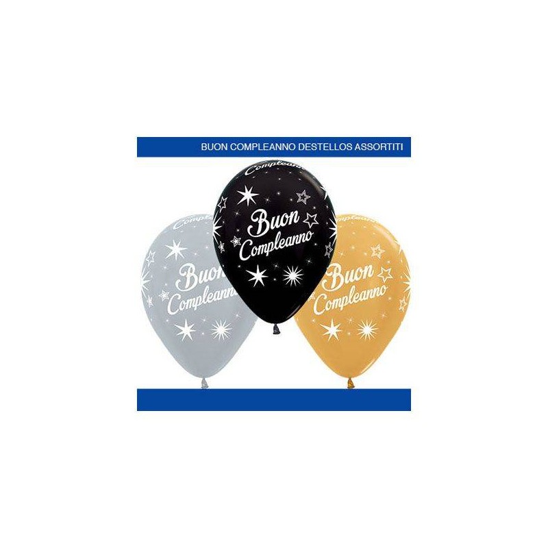 PALLONCINI LATTICE 5'' 12cm B.COMPLEANNO METAL/SATIN 100pz