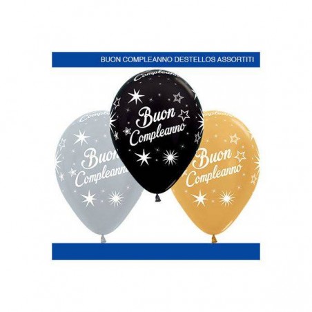 PALLONCINI LATTICE 5'' 12cm B.COMPLEANNO METAL/SATIN 100pz