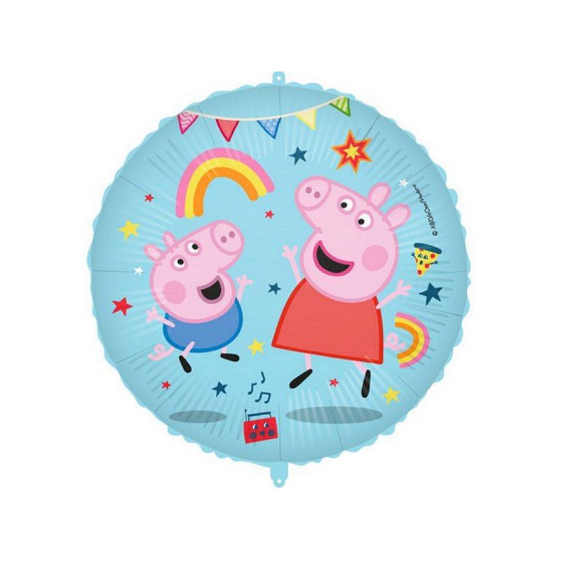 PALLONE MYLAR PEPPA PIG MESSY PLAY TONDO 18 43cm C/FILO E PESETTO