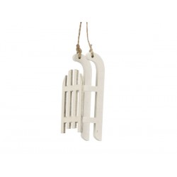 SLITTA IN LEGNO C/APPENDINO H.9cm BIANCA 4pz