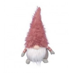 GNOMO SEDUTO CAPPELLO ø25cm H.45cm ROSA