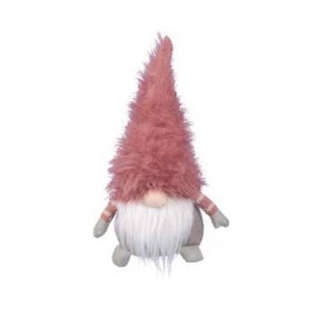 GNOMO SEDUTO CAPPELLO ø25cm H.45cm ROSA