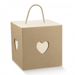 SCATOLA IN C/CORDINO AVANA 24,5x24,5x18cm CUORE