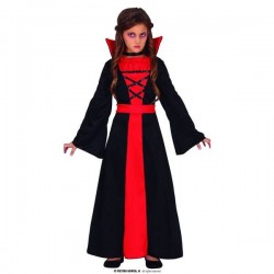 COSTUME BAMBINA VAMPIRO ABITO LUNGO CON COLLETTO 7-9 anni