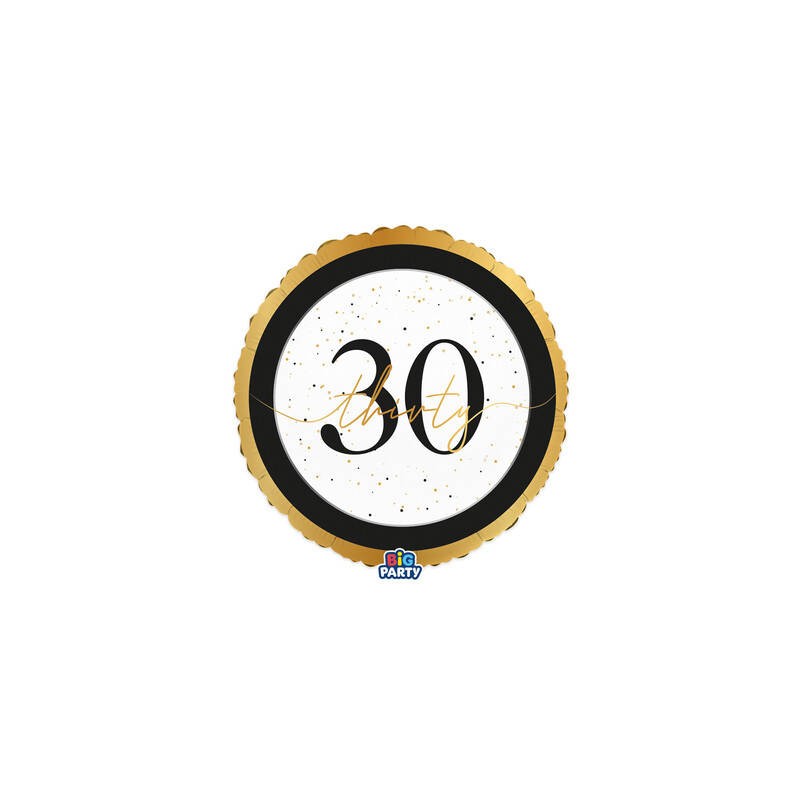 PALLONE MYLAR TONDO 45cm HAPPY BIRTHDAY PRESTIGE 30ANNI