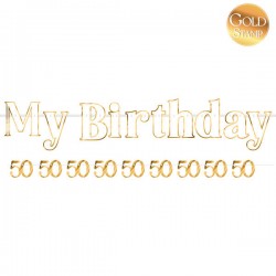 FESTONE HAPPY BIRTHDAY 50 BIANCO/ORO 110cm 90cm