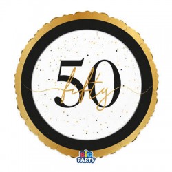 PALLONE MYLAR TONDO 45cm HAPPY BIRTHDAY PRESTIGE 50ANNI