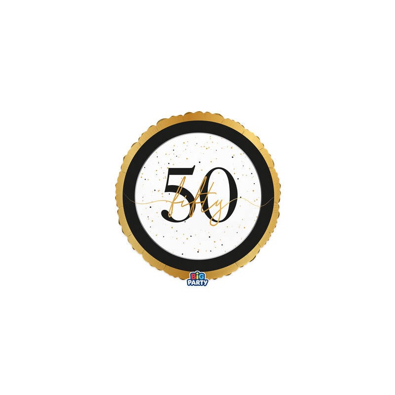 PALLONE MYLAR TONDO 45cm HAPPY BIRTHDAY PRESTIGE 50ANNI