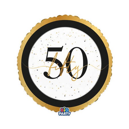 PALLONE MYLAR TONDO 45cm HAPPY BIRTHDAY PRESTIGE 50ANNI