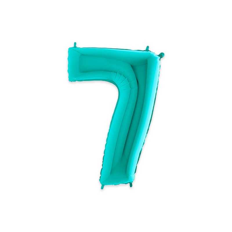 PALLONE NUMERO 7 MYLAR 102cm 40 ACQUAMARINA