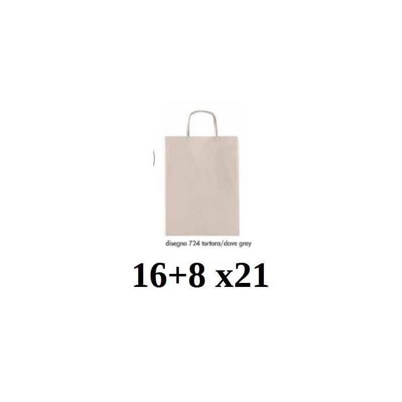 BORSA CARTA COLOR MIS.16+8x21cm TORTORA 724