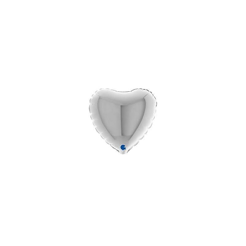 PALLONE MYLAR CUORE ARGENTO 4 10cm