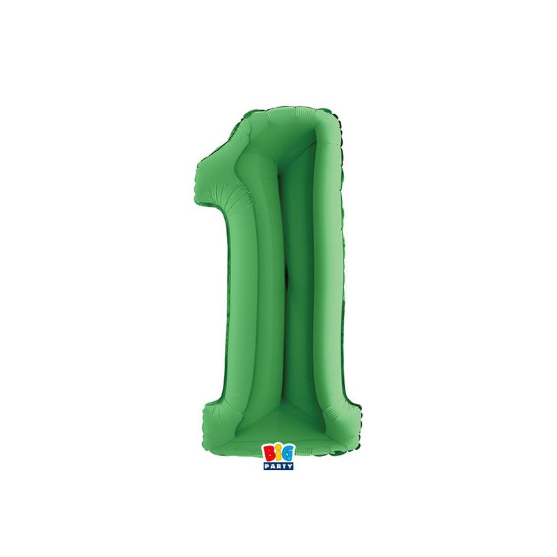 PALLONE NUMERO 1 MYLAR 102cm 40 VERDE