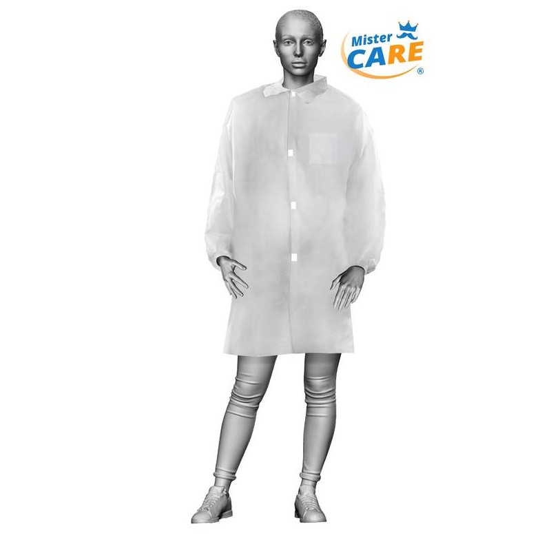 Mr.Care - CAMICE LAB POCKET in PP 30gr/m² VELCRO col.BIANCO TG.M 5pz