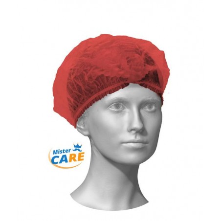 Mr.Care - CUFFIA COPRICAPO PLISSè SAFE CAP ROSSO 100pz