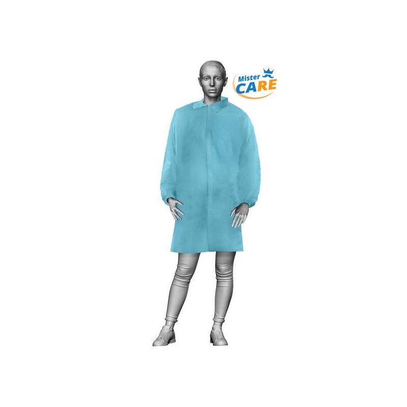 Mr.Care - CAMICE LAB in PP 30gr/m² VELCRO col.AZZURRO TG.L 5pz