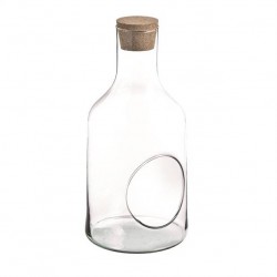 BOTTIGLIA VETRO C/BUCO+TAPPO SUGHERO H.35cm ø15cm W-394A
