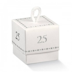 SCATOLA IN C/CORDINO 5x5x5cm FLEUR25 BIANCA 10pz