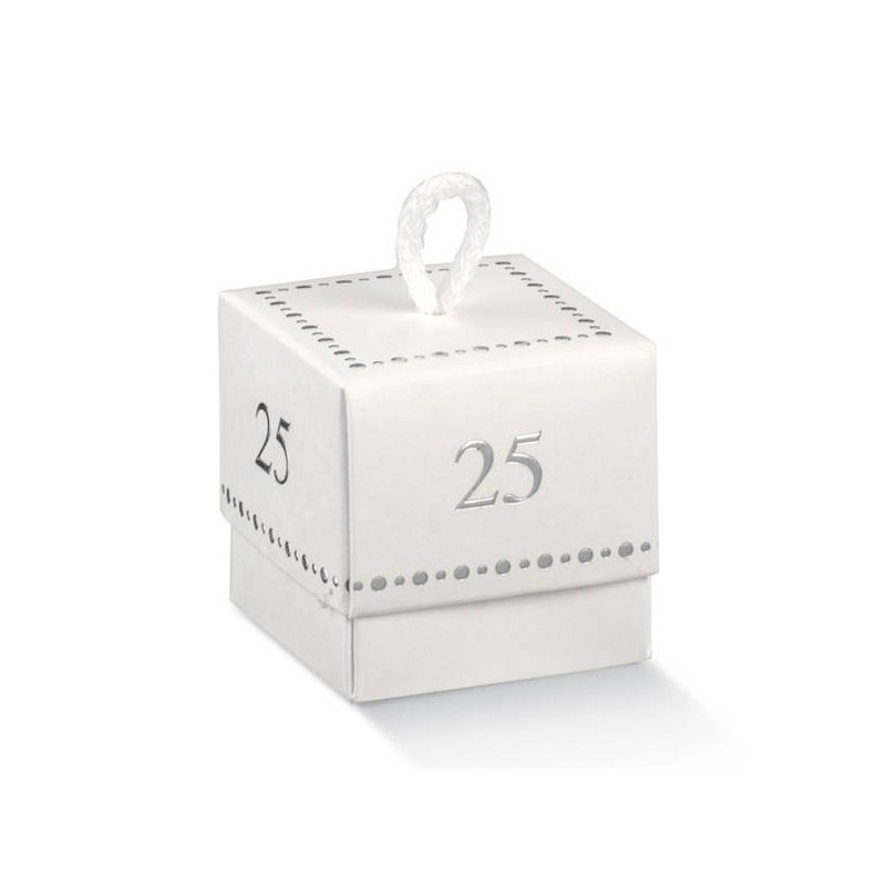 SCATOLA IN C/CORDINO 5x5x5cm FLEUR25 BIANCA 10pz