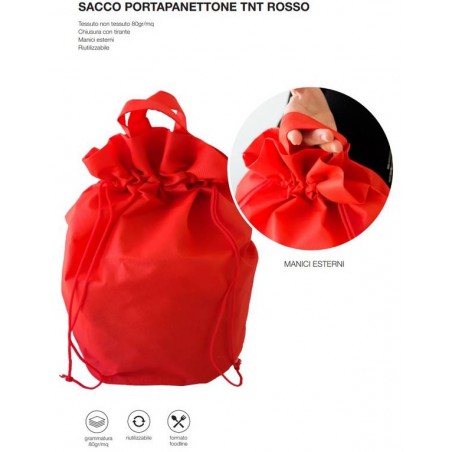 SACCO C/MANICI TNT PORTA PANETTONE ø22x37,5cm ROSSO 10PZ