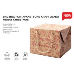 BAG BOX KRAFT MERRY CHRISTMAS 24x24x20cm AVANA