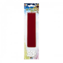 CANDELE MATITE C/SUPPORTO 15cm ROSSO 12pz
