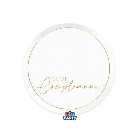 PIATTI DESSERT ø18cm BUON COMPLEANNO GOLD 6pz