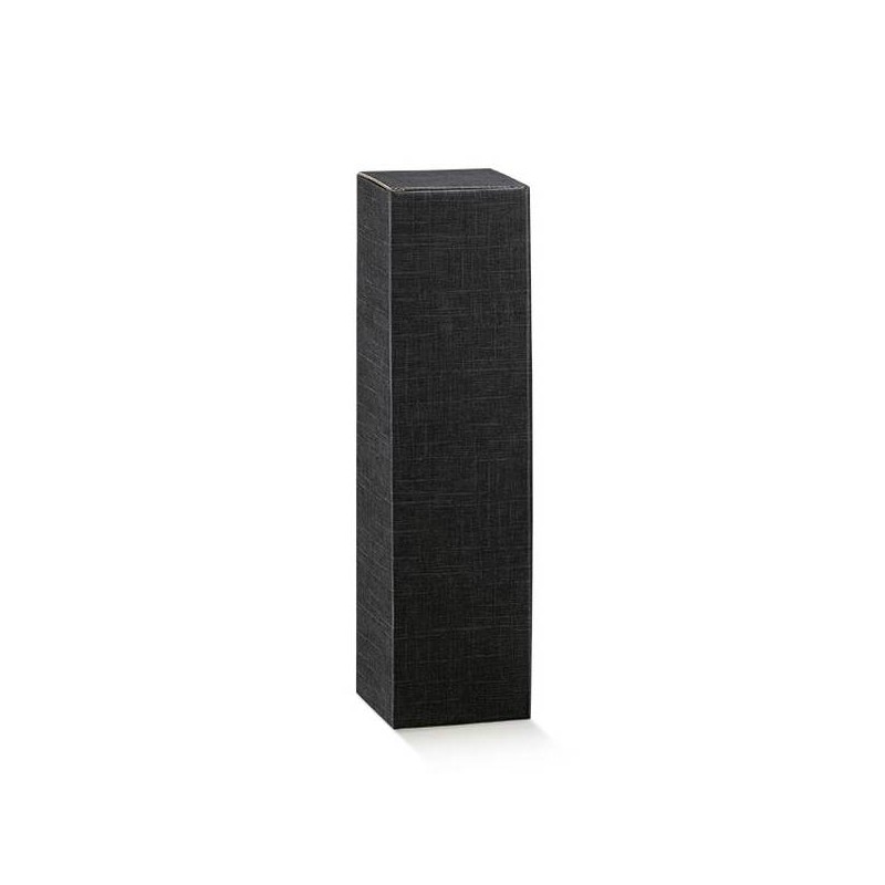 SCATOLA 1 BOTTIGLIA CHAMPAGNE 10x10x34cm SETA NERO