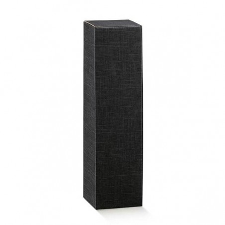 SCATOLA 1 BOTTIGLIA CHAMPAGNE 10x10x34cm SETA NERO