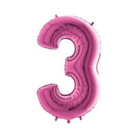 PALLONE NUMERO 3 MYLAR 102cm 40 FUCSIA