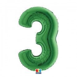 PALLONE NUMERO 3 MYLAR 102cm 40 VERDE