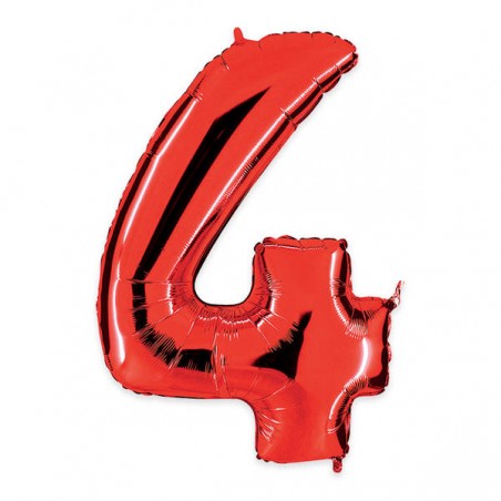 PALLONE NUMERO 4 MYLAR 102cm 40 ROSSO