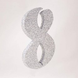 NUMERO POLISTIROLO GLITTER mm120x90 8 ARGENTO