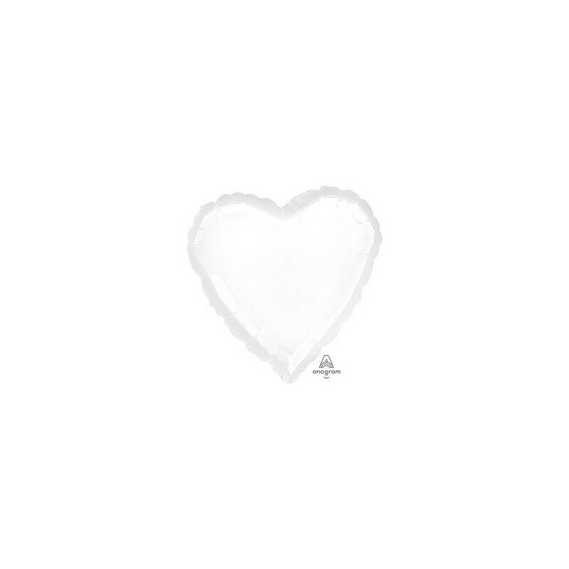 PALLONE MYLAR CUORE 17'' 42cm BIANCO