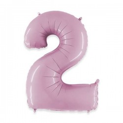 PALLONE NUMERO 2 MYLAR 102cm 40 ROSA