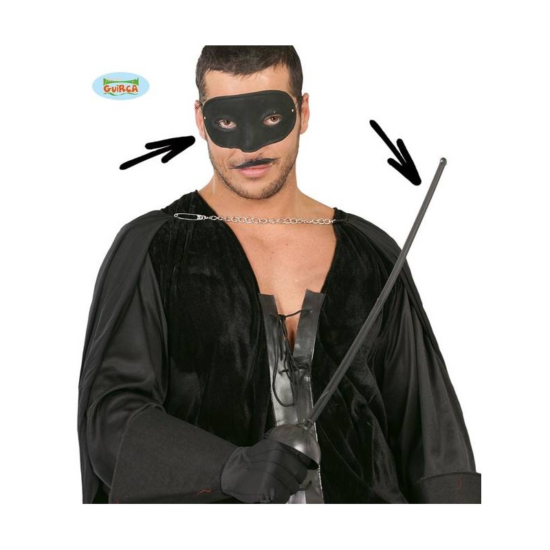 SET MASCHERA NERA E SPADA 63cm UOMO MASCHERATO