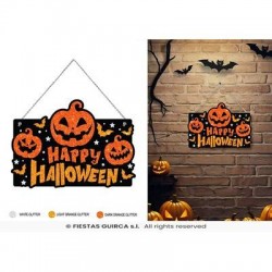 CARTELLO HAPPY HALLOWEEN GLITTER 37x27cm