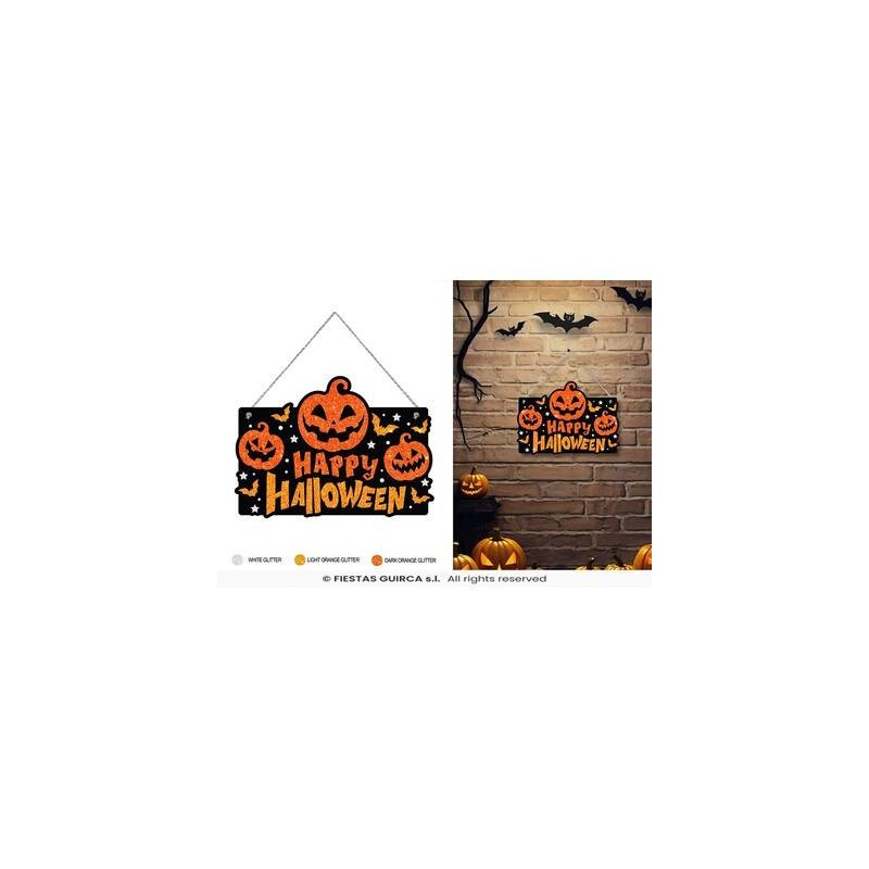 CARTELLO HAPPY HALLOWEEN GLITTER 37x27cm