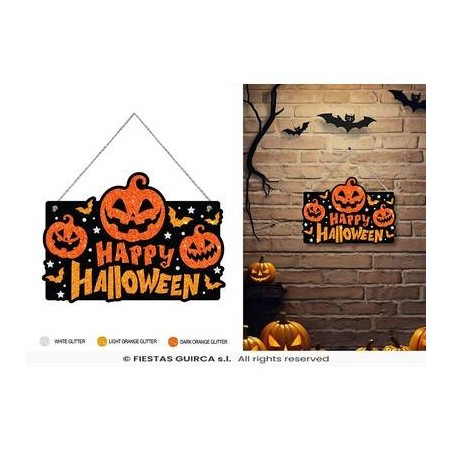 CARTELLO HAPPY HALLOWEEN GLITTER 37x27cm