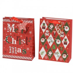 BORSA GIFTBAG IN CARTA PLASTIFICATA 30x12x42cm 2DISEGNI NATALE ASS.TI 1pz