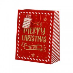 BORSA IN CARTA 26x12x32cm MERRY CHRISTMAS ROSSO/ORO
