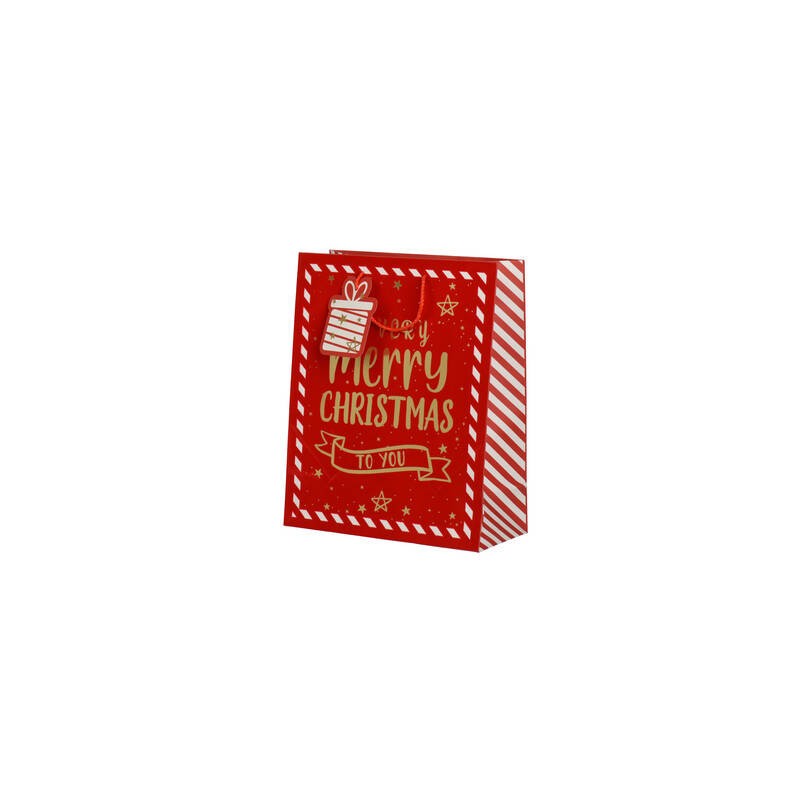 BORSA IN CARTA 26x12x32cm MERRY CHRISTMAS ROSSO/ORO