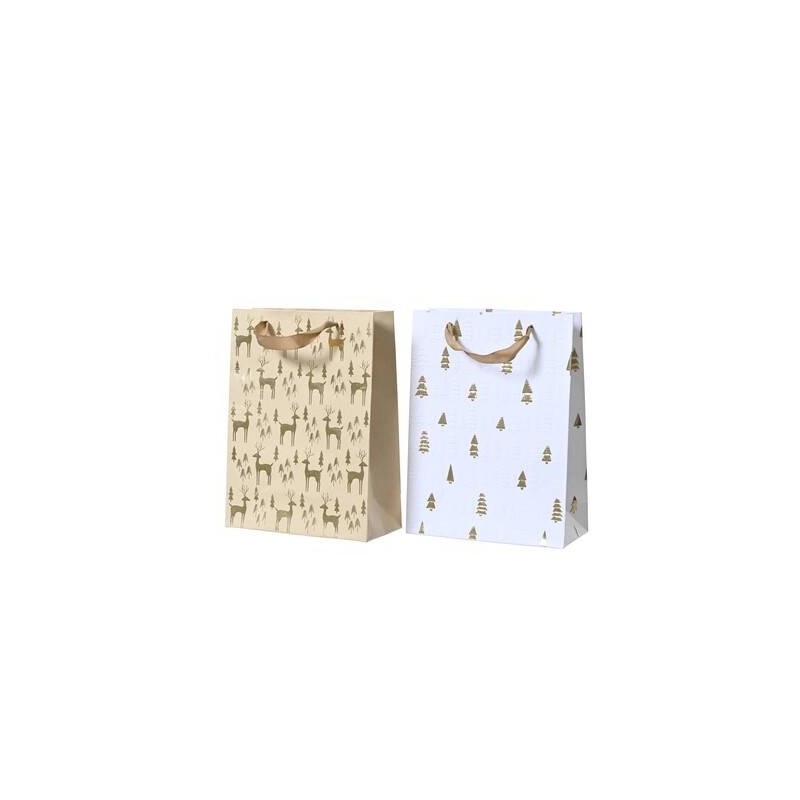 BORSA IN CARTA 12x6,5x16cm ALBERO/CERVO ORO 2 MOD ASS.TI 1pz