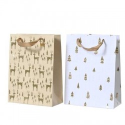 BORSA IN CARTA 18x8x24cm ALBERO/CERVO ORO 2 MOD ASS.TI 1pz