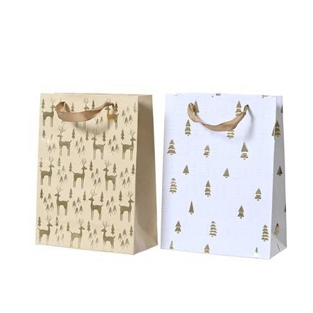 BORSA IN CARTA 18x8x24cm ALBERO/CERVO ORO 2 MOD ASS.TI 1pz