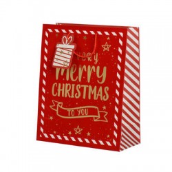 BORSA IN CARTA 40x17x50cm MERRY CHRISTMAS ROSSO/ORO
