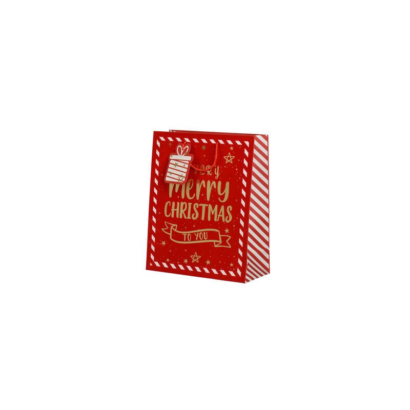 BORSA IN CARTA 40x17x50cm MERRY CHRISTMAS ROSSO/ORO