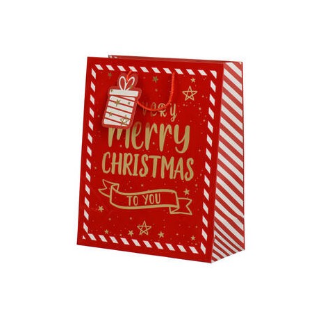 BORSA IN CARTA 40x17x50cm MERRY CHRISTMAS ROSSO/ORO