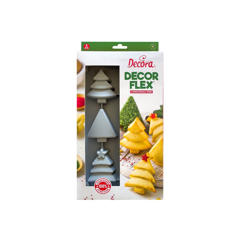 STAMPO IN SILICONE ALBERI DI NATALE 6 CAVITA' 30x17x3cm